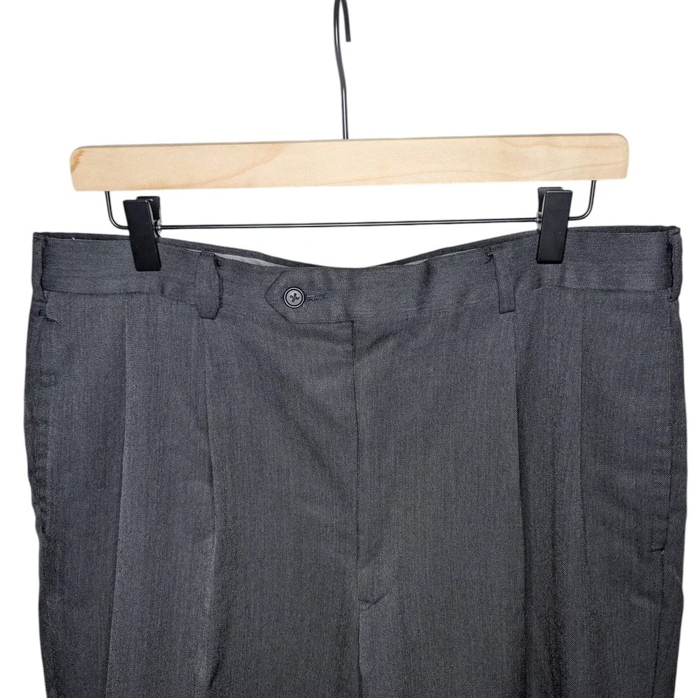 Ben Silver by Majer Dress Pants 34 X 27.5 Charcoal Gray USA Made Wool Pleated